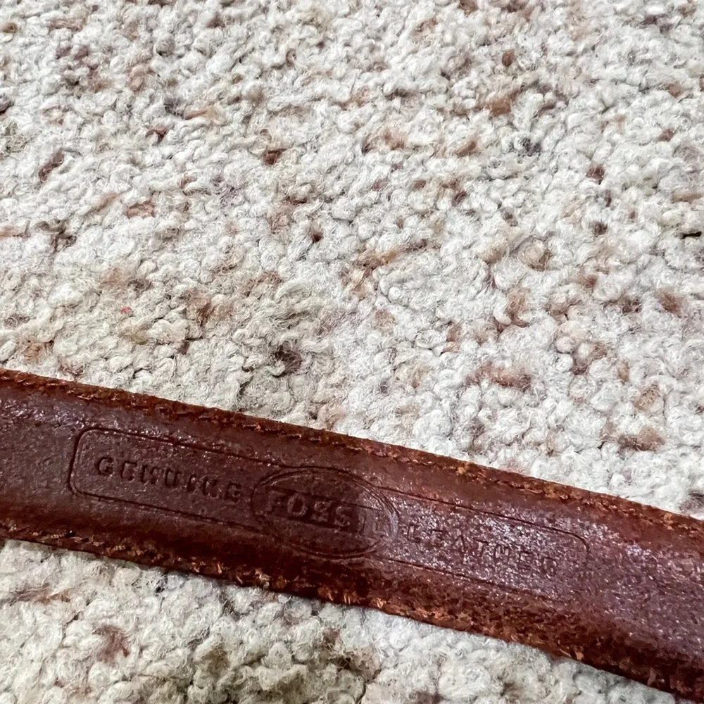 FOSSIL Leather Multi-Color Stitched Sections Belt GoldTone Size Medium‎